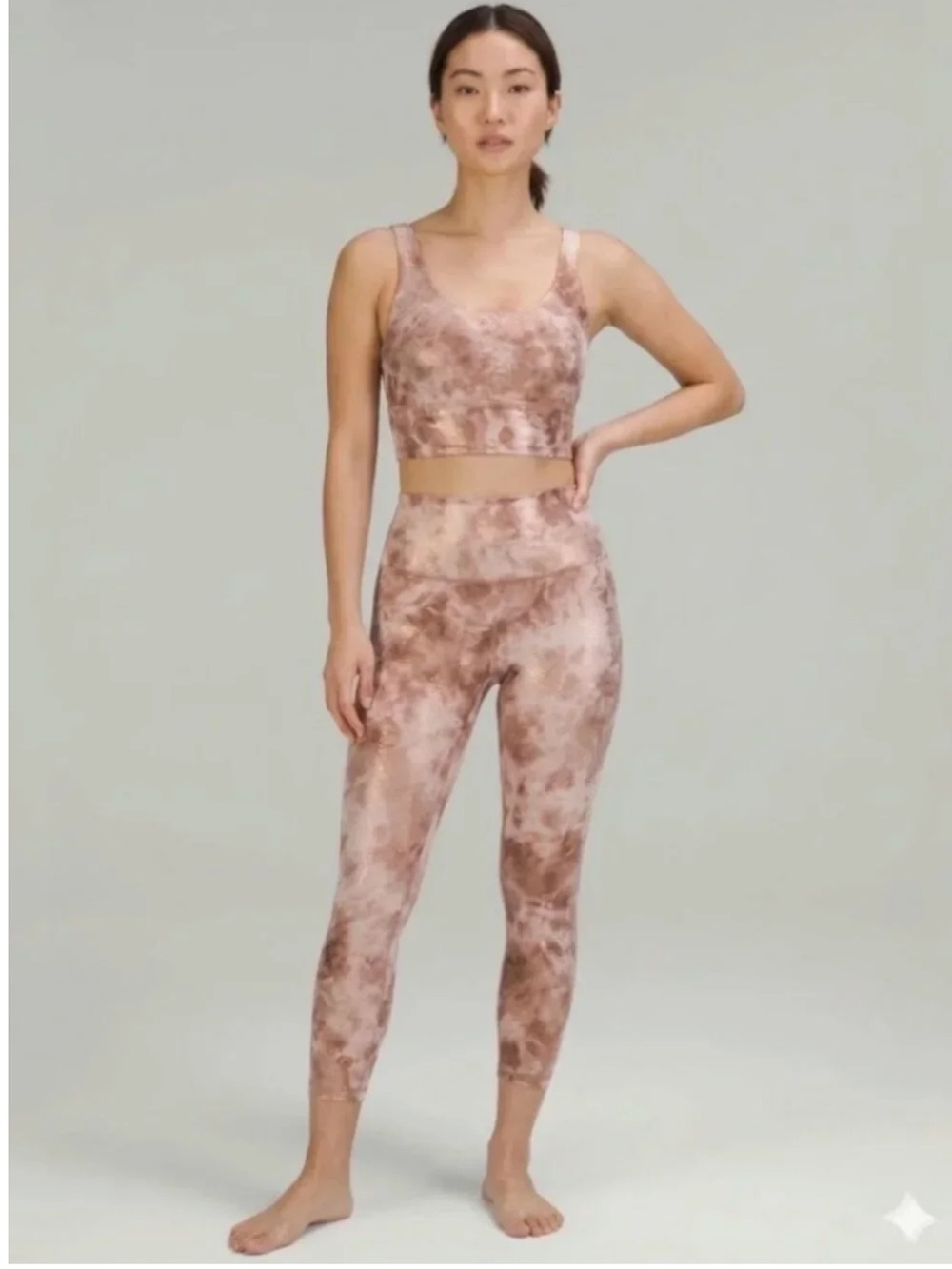 Lululemon shine diamond dye nude rose gold tye dye align set 4